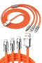 120W 3 İn 1 Döner Başlıklı Silikon Hızlı Şarj Kablosu USB Type-C LED Işıklı