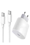 25W iPhone 15 ve 15 Pro Max Uyumlu USB-C Hızlı Şarj Adaptörü Type-C to Lightning Kablo Seti