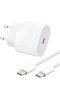 25W iPhone 15 ve 15 Pro Max Uyumlu USB-C Hızlı Şarj Adaptörü Type-C to Lightning Kablo Seti