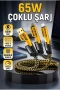 65W 4ü 1 Arada Çoklu Şarj Kablosu USB-C USB-A Lightning Veri Aktarımı ve Hızlı Şarj