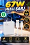 67 Watt Type-C Hızlı Şarj Adaptörü Poco X3 X4 X5 Pro Uyumlu Çift Turbo Çıkışlı