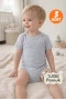 2-12 Yaş 3lü Gri Bebek Çocuk Body %100 Pamuk Esnek Kalıp Kısa Kol Çıtçıtlı Zıbın