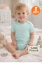 2-12 Yaş 3lü Yeşil Bebek Çocuk Body %100 Pamuk Esnek Kalıp Kısa Kol Çıtçıtlı Zıbın