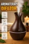 Ahşap Desenli Aromaterapi Difüzör 130 ml Ultrasonik 7 Renk LED Işıklı