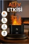 Alev Efektli LED Aromaterapi Hava Nemlendirici Siyah Dekoratif Kumandalı Model
