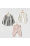 Andywawa Ac24128 Ballerina 3lü Bebe Takım Grey Ecru Pink