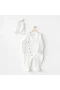 Andywawa Ac24734 Romper Hat Müslin Wawa Boys Tulum Takım White