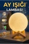 3D Ay Işığı Gece Lambası Ahşap Standlı Dekoratif LED Masa Lambası