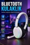 Beyaz Over-Ear Bluetooth Kulaklık – RGB Işıklı, Mikrofonlu ve Type-C Şarjlı