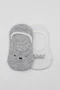 Bistyle 2li Babet Cute Face Penye Çorap Bs30103 Gri Beyaz