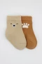 Bistyle Bear Penye Soket Çorap 2Li BS10116 Bej