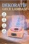 Bluetooth Hoparlörlü Dijital Saatli Su Dalgası LED Gece Lambası Şeffaf Dekoratif Hoparlör