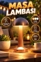 Bronz Şarjlı Masa Lambası – 3 Renk LED Dokunmatik Kontrol