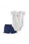 Carters Kız Bebek Body Şort Set 1u564310 Mavi