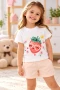 Çilek Baskılı Basic Tişört ve Şort Çocuk Takımı | 1-5 Yaş