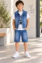 Denim Kumaş ve Tişörtlü Çocuk Takımı – 5/12 Yaş