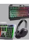 Işıklı Türkçe Q Klavye ve Mouse Seti + Bluetooth 5.2 Type-C Kulaklık Oyuncu Paketi