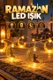 Gold Ay Formlu Secde Eden Adam Silüetli Pilli LED Ramazan Dekor Işığı