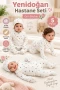 Gül Baskılı Yenidoğan Hastane Seti – %100 Pamuk 5 Parça