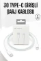 iPhone Uyumlu iOS Lightning Hızlı Şarj ve Veri Aktarım Type-C Lightning Kablo 30W 5A