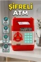 Kırmızı Şifreli ATM Kasa Görünümlü Para Yutan Kumbara