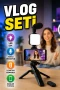 Led Işıklı Telefon Video Çekim Kiti Mini Tripod Mikrofonlu Bluetooth Kumandalı Vlog Seti