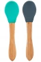 Oioi Bambu Saplı Silikon Mama Kaşığı 2li Aqua Green / Deep Blue