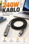 240W Örgülü Type-C Şarj Kablosu – Katlanabilir Telefon Standlı Tasarım