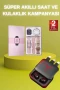 Mini AMOLED Akıllı Saat ve Powerbank Kulaklık Seti Nabız Ölçer Bluetooth Bileklik Hediyeli