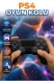 PS4 Uyumlu Kablosuz Oyun Kolu Titreşimli Çift Motorlu Siyah Gamepad