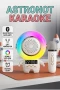 Renkli Işıklı Astronot Bluetooth Hoparlör ve Kablosuz Karaoke Mikrofon Seti