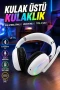 RGB Aydınlatmalı Beyaz Bluetooth 5.0 Kulak Üstü Kulaklık – Mikrofonlu, Type-C Şarjlı