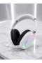 Beyaz Over-Ear Bluetooth Kulaklık – RGB Işıklı, Mikrofonlu ve Type-C Şarjlı