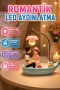 Romantik Çift Figürlü LED Gece Lambası Sandal Tasarımlı Dekoratif Masa Lambası