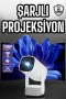 Şarjlı Projeksiyon Cihazı 720P HD Görüntü Ev Sinema ve Oyun Projektörü