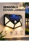 Sensörlü Güneş Enerjili 100 LED Duvar Lambası IP65 PIR Hareket Sensörlü
