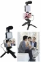 Led Işıklı Telefon Video Çekim Kiti Mini Tripod Mikrofonlu Bluetooth Kumandalı Vlog Seti