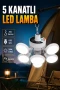 Katlanabilir 5 Kanatlı LED Lamba – USB ve Solar Şarj | 45 LED 2400mAh IP65