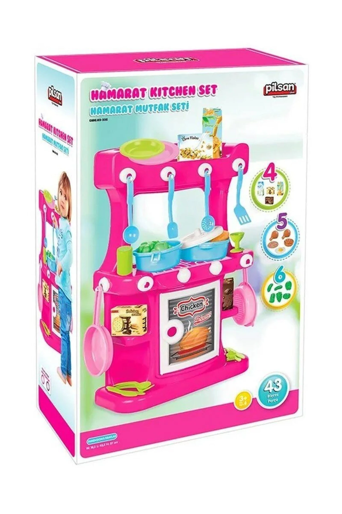 03 335 Hamarat Ayaklı Mutfak Seti Pembe -Pilsan