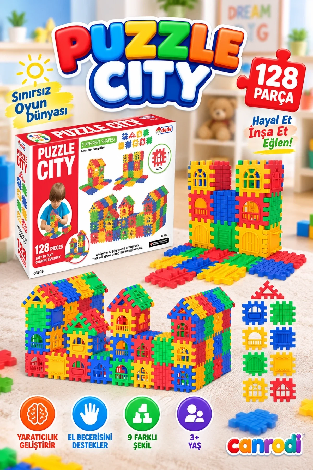 03703 Puzzle City 128 Parça -Dede