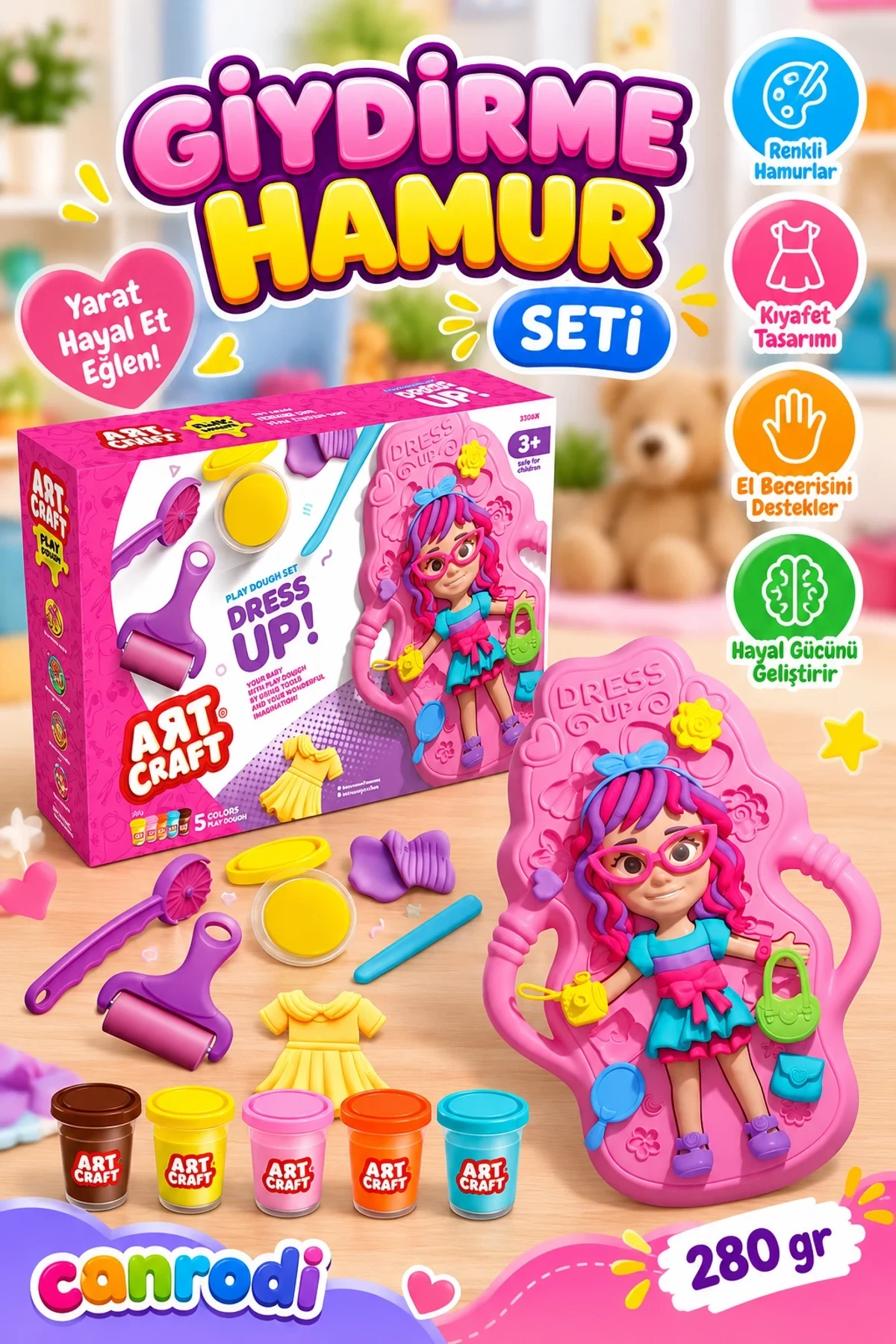 03943 Bebek Giydirme Hamur Seti 280 gr -Dede