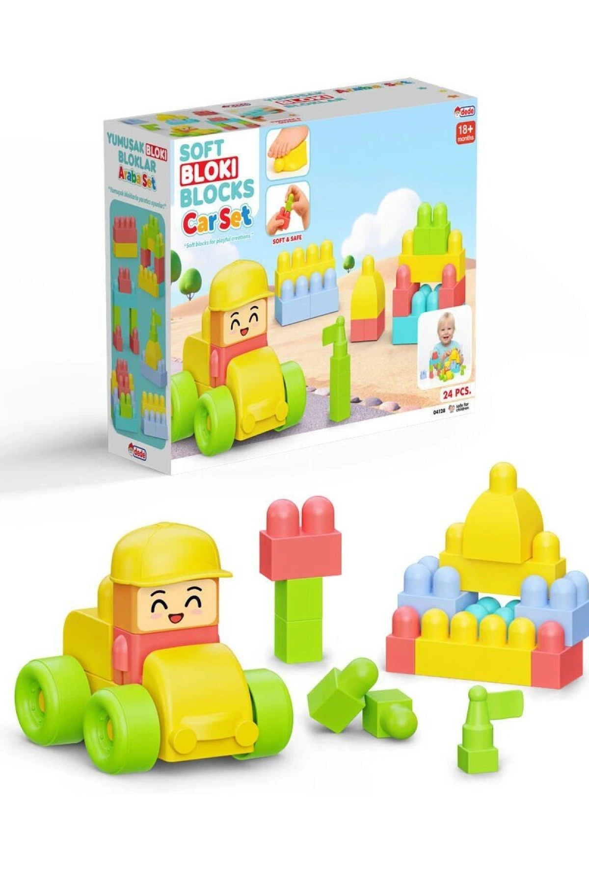 04128 YUMUŞAK BLOKİ BLOKLARI ARABA SET 24 PARÇA
