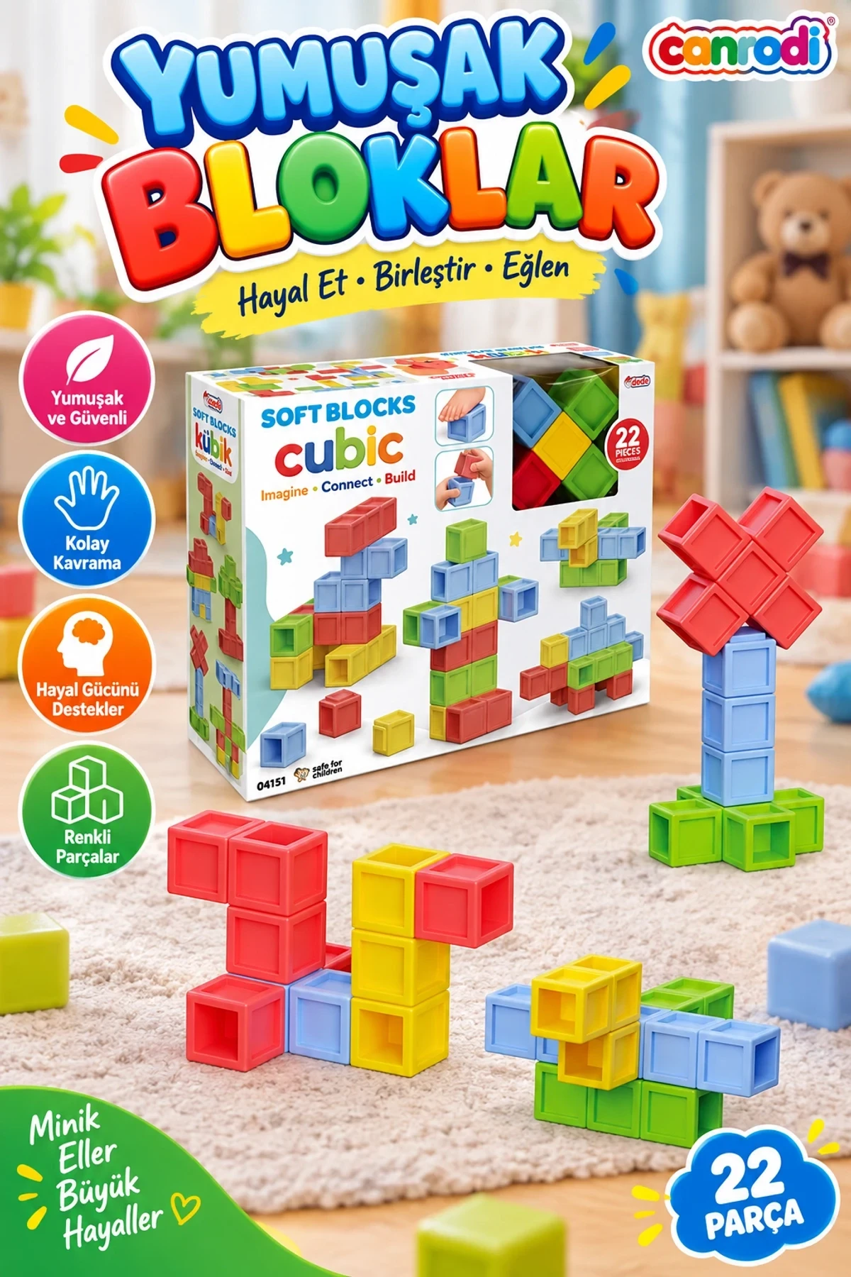 04151 YMUŞAK BLOKLAR KÜBİK 22 PRÇ