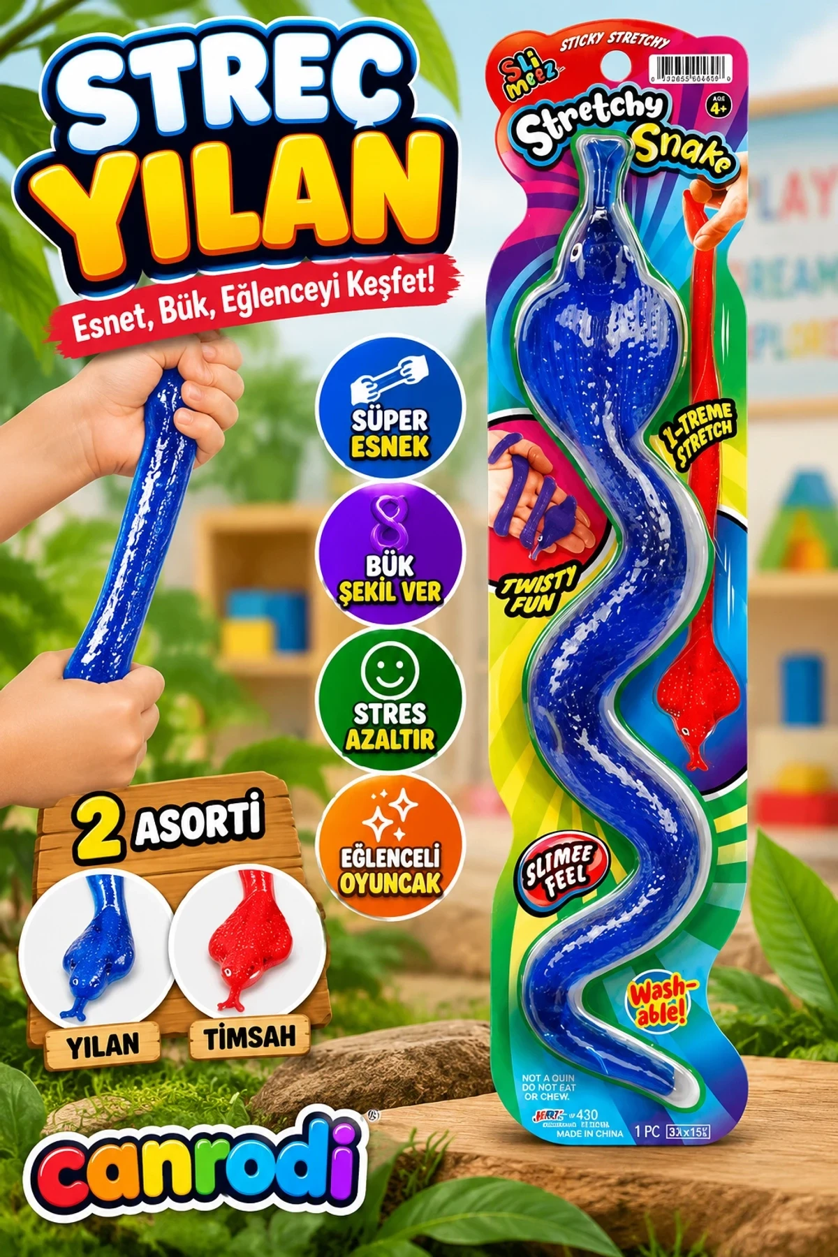 0430 SUN-JRU-2 Asortili Dev Yılan Timsah Streç - canrodi