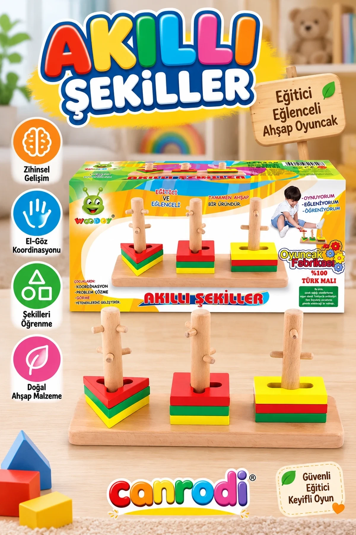 054KR canrodi Ahşap Akıllı Şekiller
