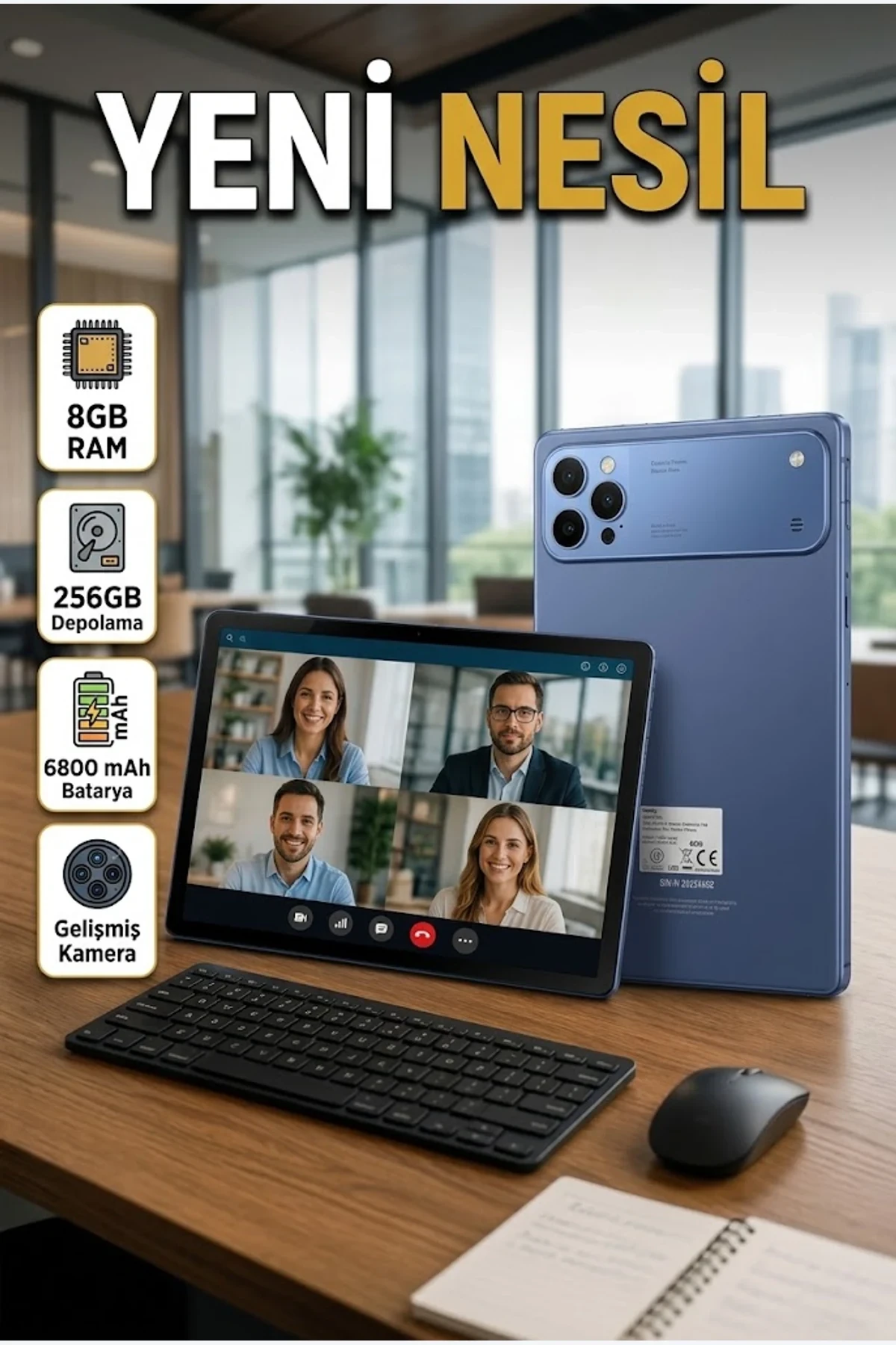 10.1 İnç Android Tablet 8 GB RAM 256 GB 4G LTE Çift SIM IPS LCD Ekran