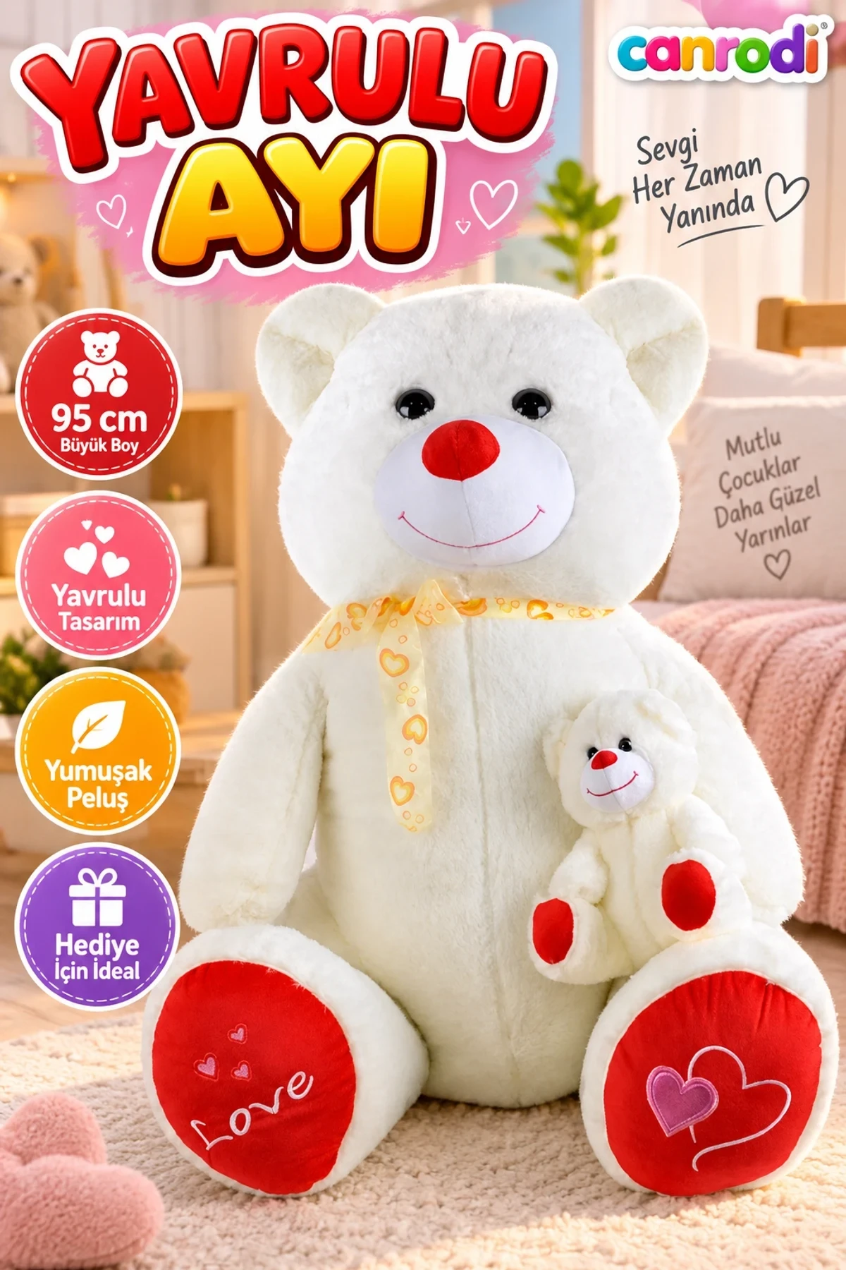 1085E YAVRULU AYI 95CM ECRU