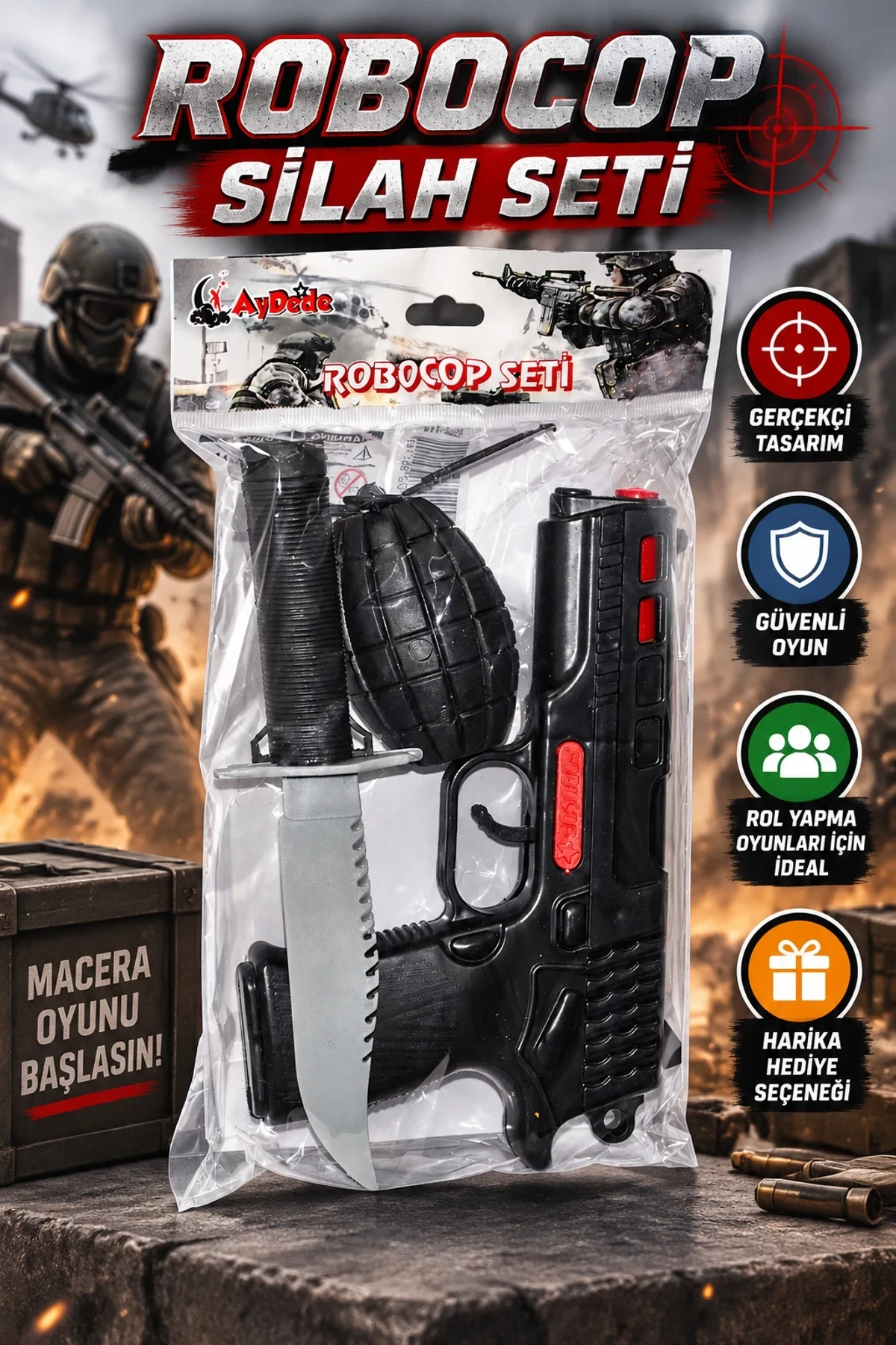 114 Robocop Silah Oyun Seti -Aydede