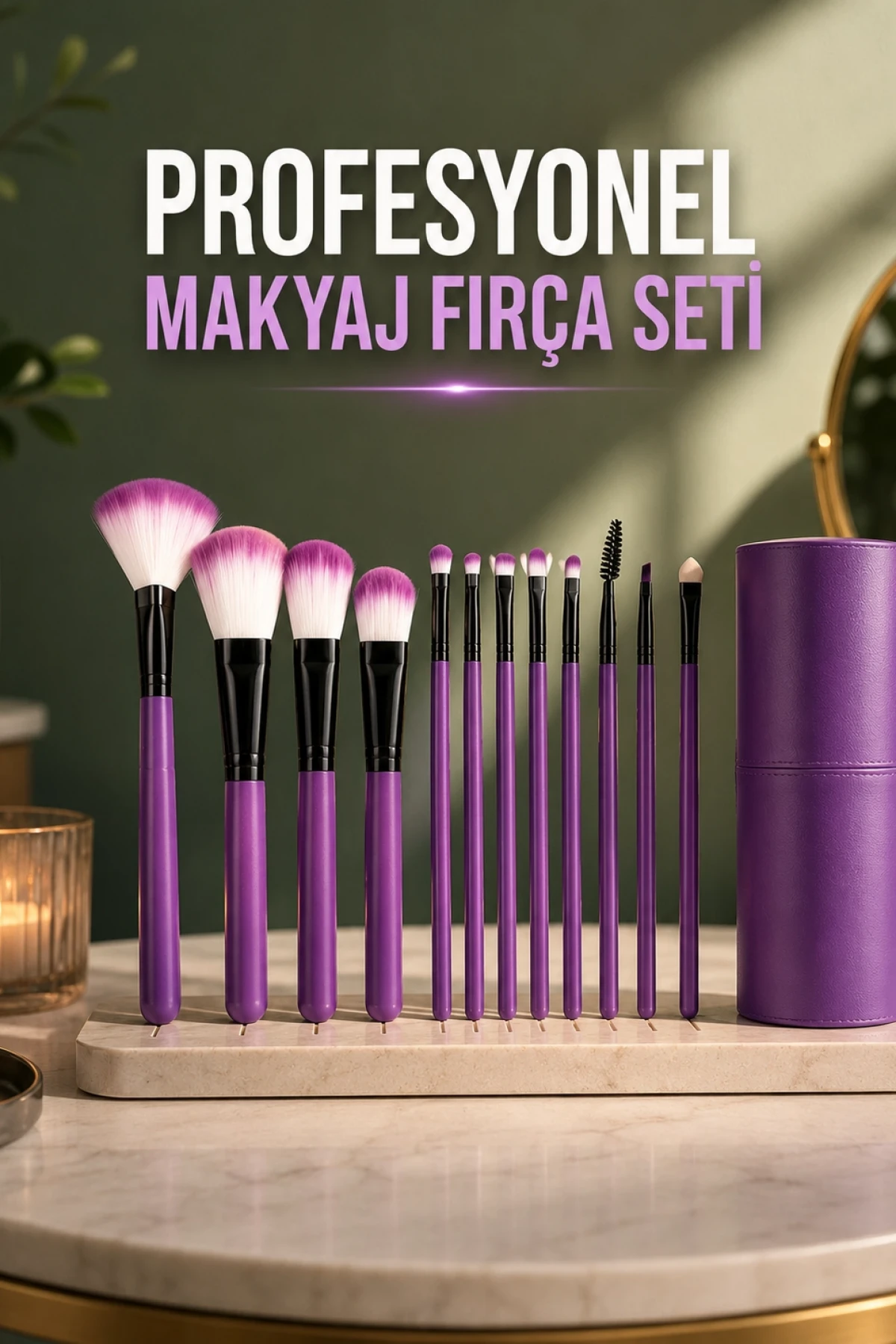 12’li Makyaj Fırça Seti – Ultra Yumuşak Sentetik Kıllı Ergonomik Tasarım