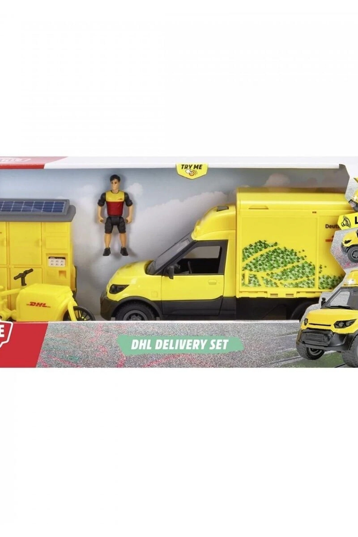 203747020 Dickie DHL Delivery Setfreewheel Delivery vehicle packaging statio